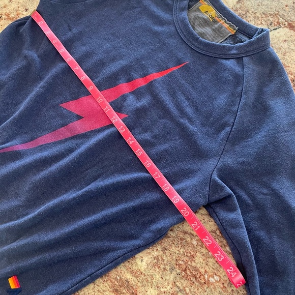 NWOT Aviator Nation Bolt Fade Sweatshirt Navy Pullover Hot Pink Lightning Strike - Picture 10 of 12